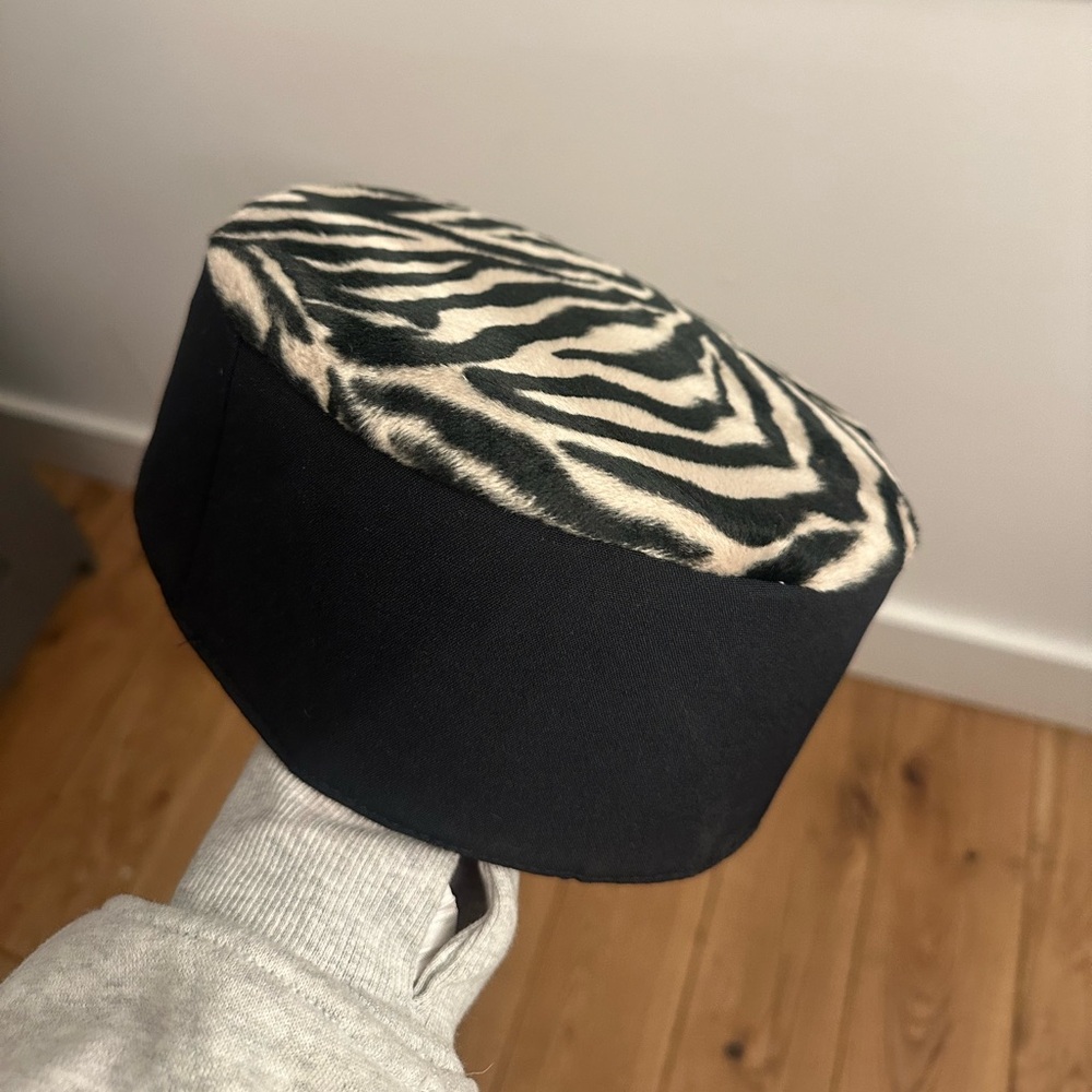 Zebra print top pillbox hat